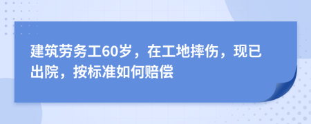 建筑劳务工60岁，在工地摔伤，现已出院，按标准如何赔偿