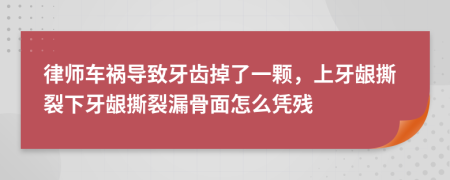 律师车祸导致牙齿掉了一颗，上牙龈撕裂下牙龈撕裂漏骨面怎么凭残