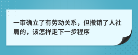 一审确立了有劳动关系，但撤销了人社局的，该怎样走下一步程序