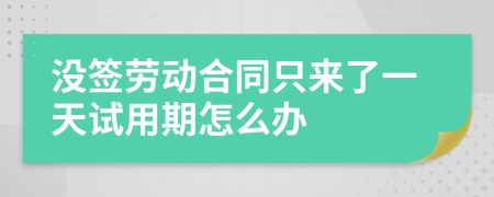 没签劳动合同只来了一天试用期怎么办