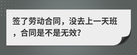 签了劳动合同，没去上一天班，合同是不是无效？