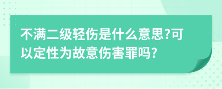 不满二级轻伤是什么意思?可以定性为故意伤害罪吗?