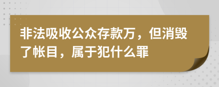 非法吸收公众存款万，但消毁了帐目，属于犯什么罪