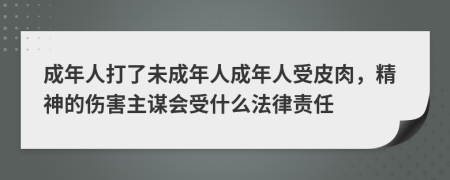 成年人打了未成年人成年人受皮肉，精神的伤害主谋会受什么法律责任