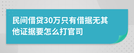 民间借贷30万只有借据无其他证据要怎么打官司