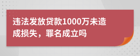 违法发放贷款1000万未造成损失，罪名成立吗