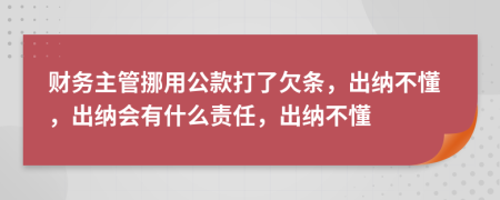 财务主管挪用公款打了欠条，出纳不懂，出纳会有什么责任，出纳不懂