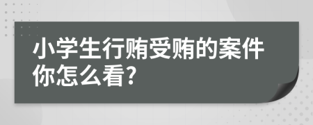 小学生行贿受贿的案件你怎么看?