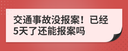交通事故没报案！已经5天了还能报案吗