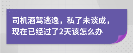司机酒驾逃逸，私了未谈成，现在已经过了2天该怎么办