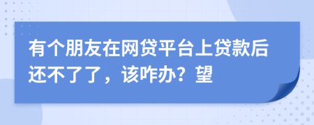 有个朋友在网贷平台上贷款后还不了了，该咋办？望