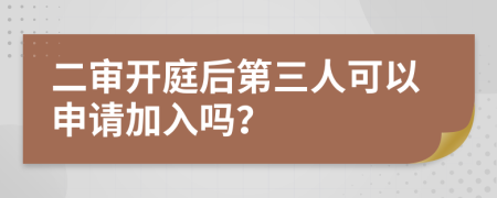 二审开庭后第三人可以申请加入吗？