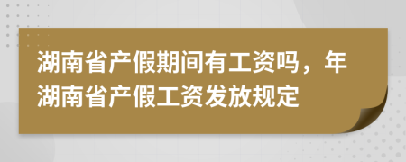 湖南省产假期间有工资吗，年湖南省产假工资发放规定