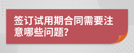 签订试用期合同需要注意哪些问题？