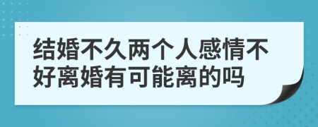 结婚不久两个人感情不好离婚有可能离的吗