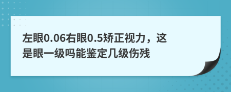 左眼0.06右眼0.5矫正视力，这是眼一级吗能鉴定几级伤残