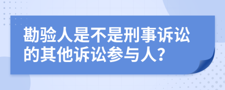 勘验人是不是刑事诉讼的其他诉讼参与人？