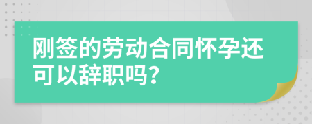 刚签的劳动合同怀孕还可以辞职吗？