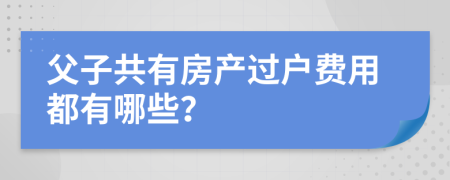 父子共有房产过户费用都有哪些？