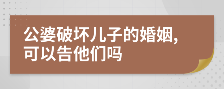 公婆破坏儿子的婚姻,可以告他们吗