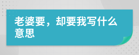 老婆要，却要我写什么意思