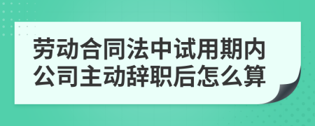 劳动合同法中试用期内公司主动辞职后怎么算