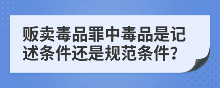 贩卖毒品罪中毒品是记述条件还是规范条件？