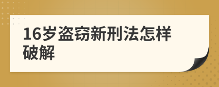 16岁盗窃新刑法怎样破解