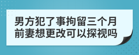 男方犯了事拘留三个月前妻想更改可以探视吗