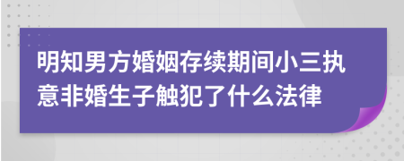 明知男方婚姻存续期间小三执意非婚生子触犯了什么法律