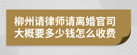 柳州请律师请离婚官司大概要多少钱怎么收费