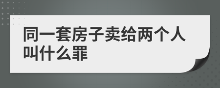 同一套房子卖给两个人叫什么罪