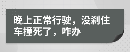 晚上正常行驶，没刹住车撞死了，咋办