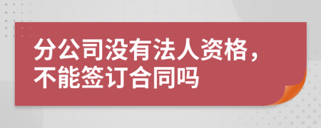 分公司没有法人资格，不能签订合同吗