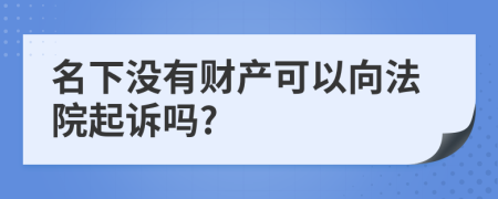 名下没有财产可以向法院起诉吗?