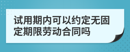 试用期内可以约定无固定期限劳动合同吗