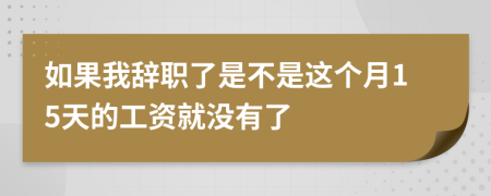 如果我辞职了是不是这个月15天的工资就没有了