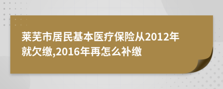 莱芜市居民基本医疗保险从2012年就欠缴,2016年再怎么补缴