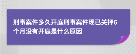 刑事案件多久开庭刑事案件现已关押6个月没有开庭是什么原因