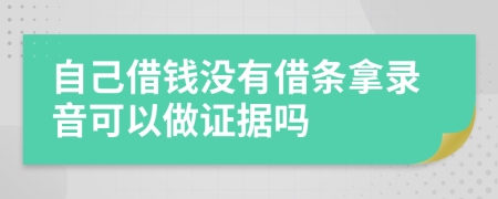 自己借钱没有借条拿录音可以做证据吗