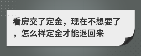 看房交了定金，现在不想要了，怎么样定金才能退回来