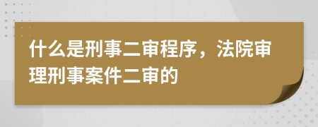 什么是刑事二审程序，法院审理刑事案件二审的