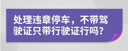 处理违章停车，不带驾驶证只带行驶证行吗？