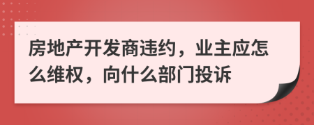 房地产开发商违约，业主应怎么维权，向什么部门投诉