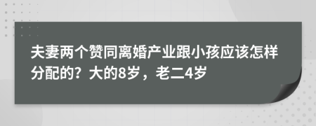 夫妻两个赞同离婚产业跟小孩应该怎样分配的？大的8岁，老二4岁