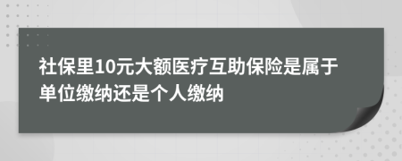 社保里10元大额医疗互助保险是属于单位缴纳还是个人缴纳