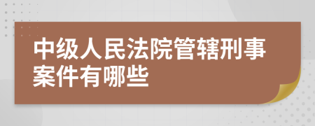 中级人民法院管辖刑事案件有哪些