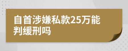 自首涉嫌私款25万能判缓刑吗