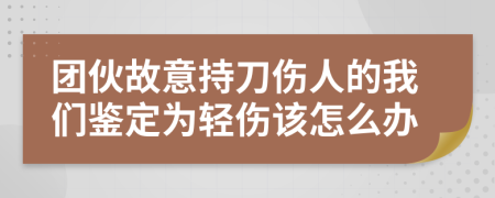 团伙故意持刀伤人的我们鉴定为轻伤该怎么办