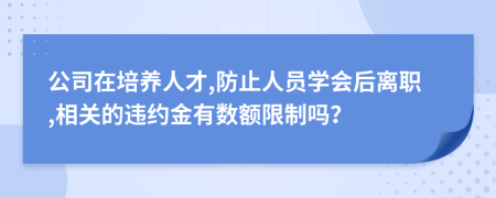 公司在培养人才,防止人员学会后离职,相关的违约金有数额限制吗？